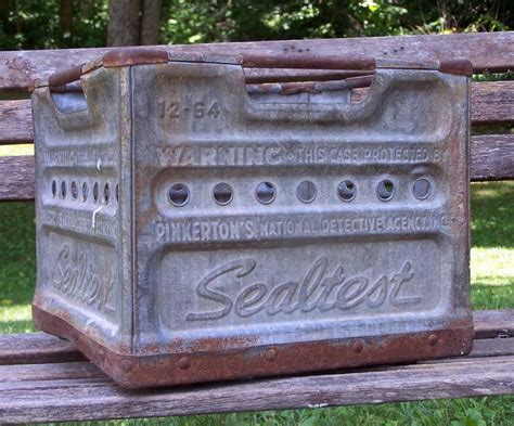 vintage metal milk box|old fashioned metal milk crates.